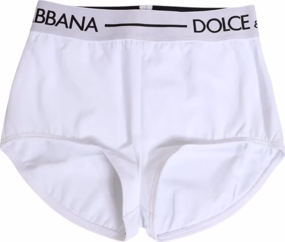 Dolce & Gabbana White Nylon Logo Waistband Shorts Underwear