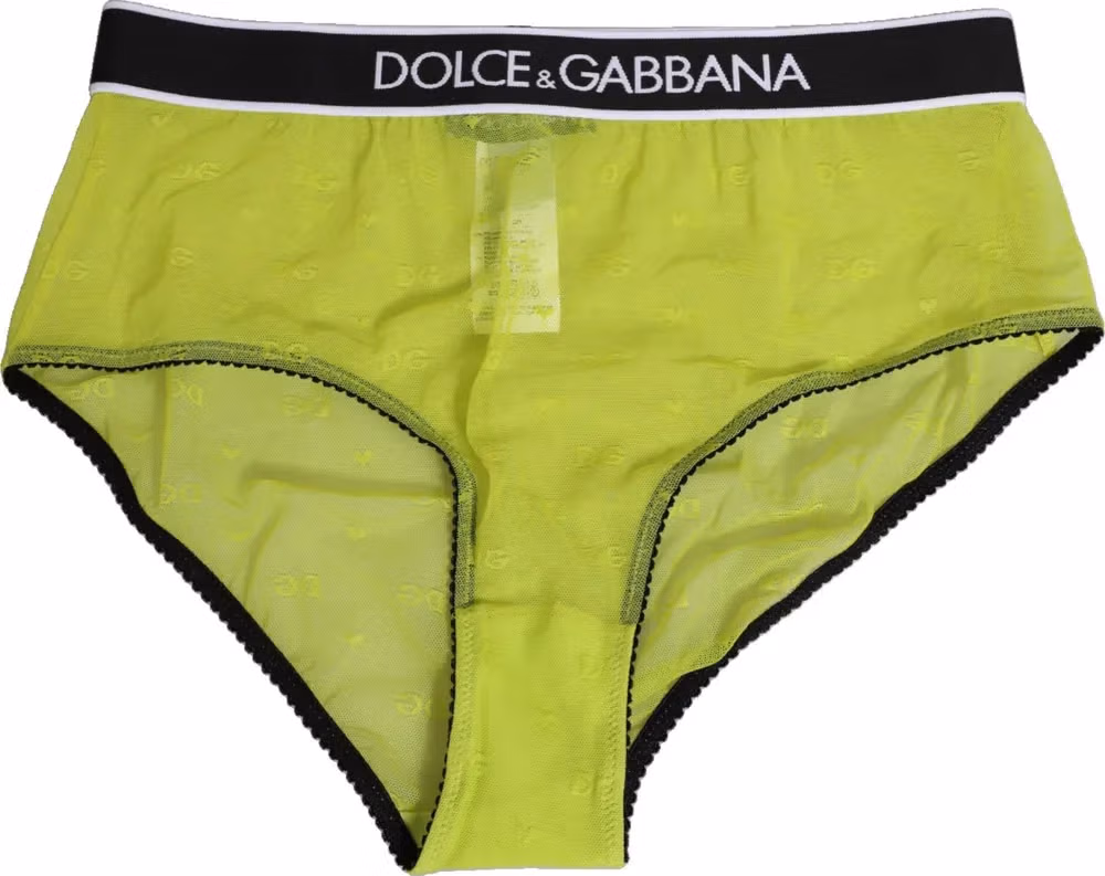 Dolce & Gabbana Green Nylon Logo Waistband Brief Panty Underwear