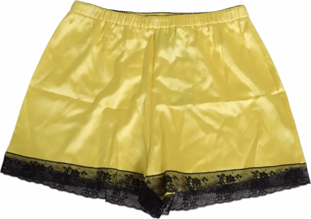 Dolce & Gabbana Yellow Satin Silk Mid Waist Underwear Shorts