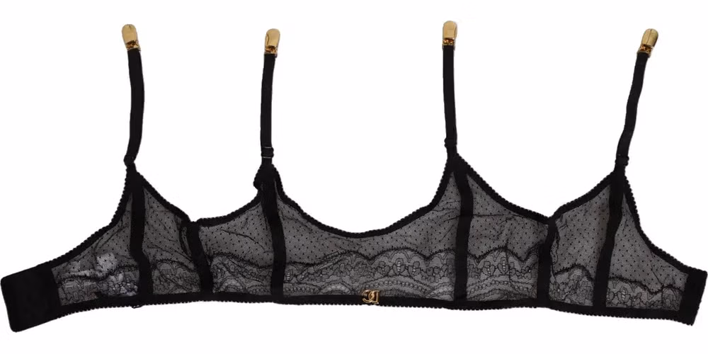 Dolce & Gabbana Black Floral Lace Nylon Strap Garter Underwear