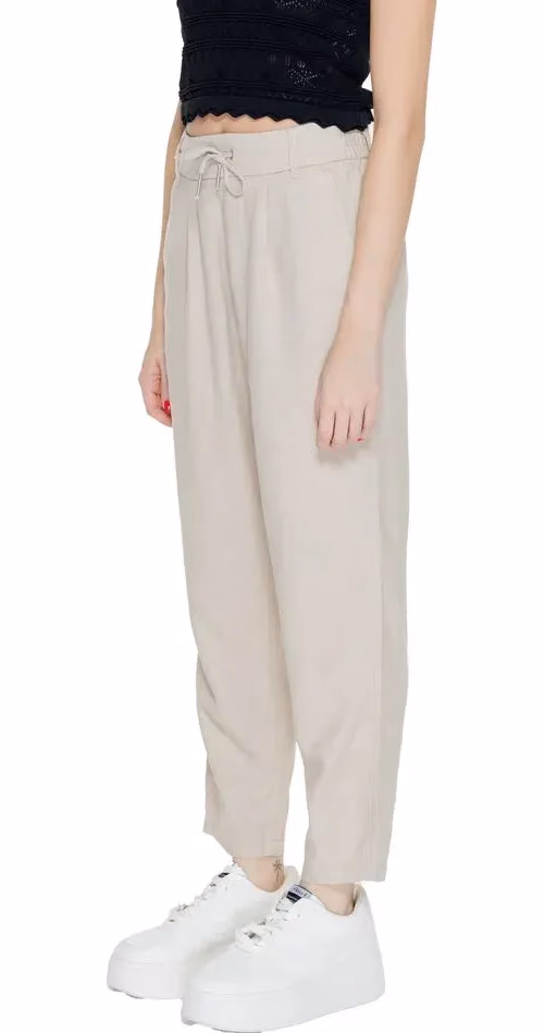 Only Beige Linen Casual Pants