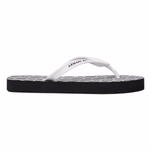 Armani Exchange Black And White Rubber Flip-Flop Sandals