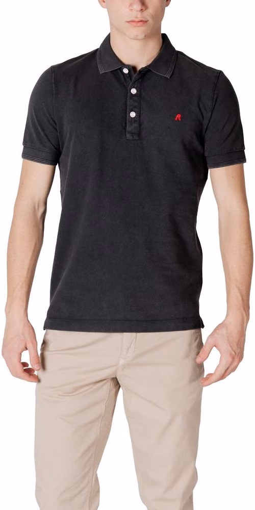 Replay Black Cotton Polo Shirt