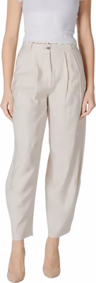 Beige Viscose Casual Pants