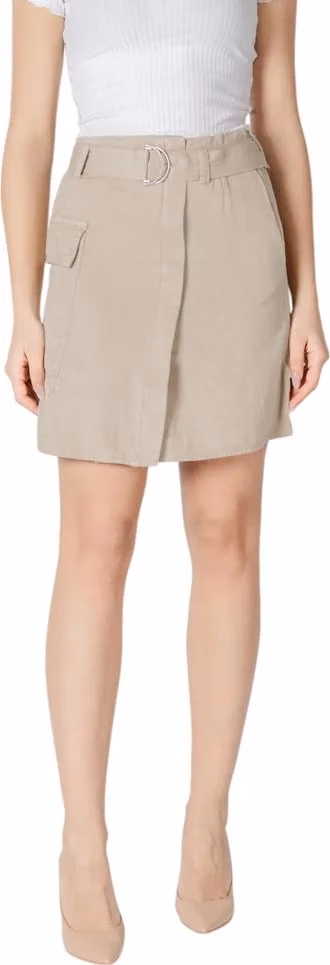 Vila Clothes Beige Cotton Mini Skirt