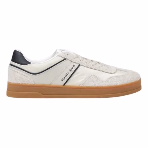 Tommy Hilfiger Jeans Cream Leather Low Top Sneakers