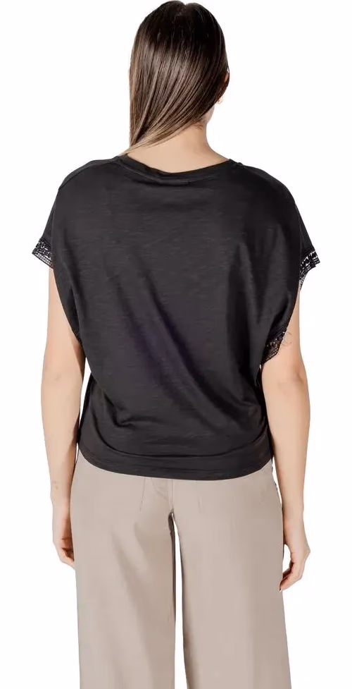 ICHI Black Cotton T-Shirt