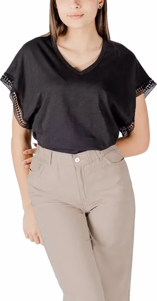 ICHI Black Cotton T-Shirt