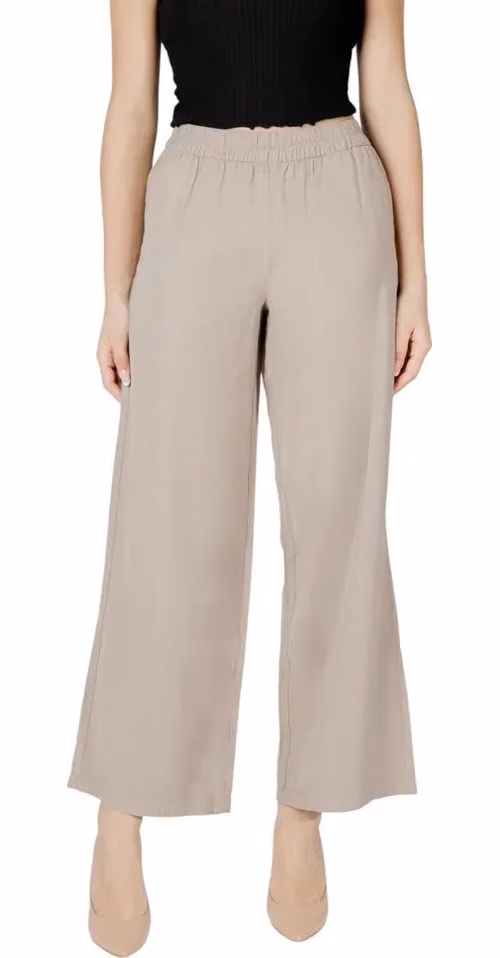 Only Beige Viscose Casual Pants
