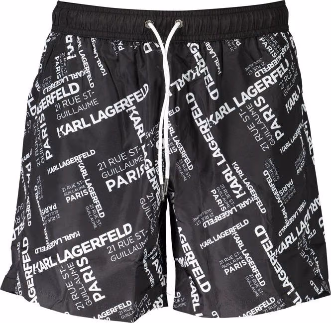 Karl Lagerfeld Black Polyester Men's Swim Trunk