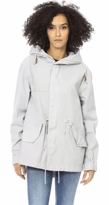 Silver Cotton Women Parka Jacket