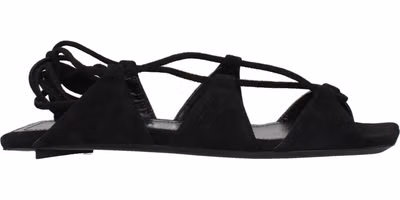 Black Leather Flat Sandals