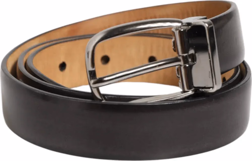 Dolce & Gabbana Black Classic Leather Silver-Tone Buckle Belt