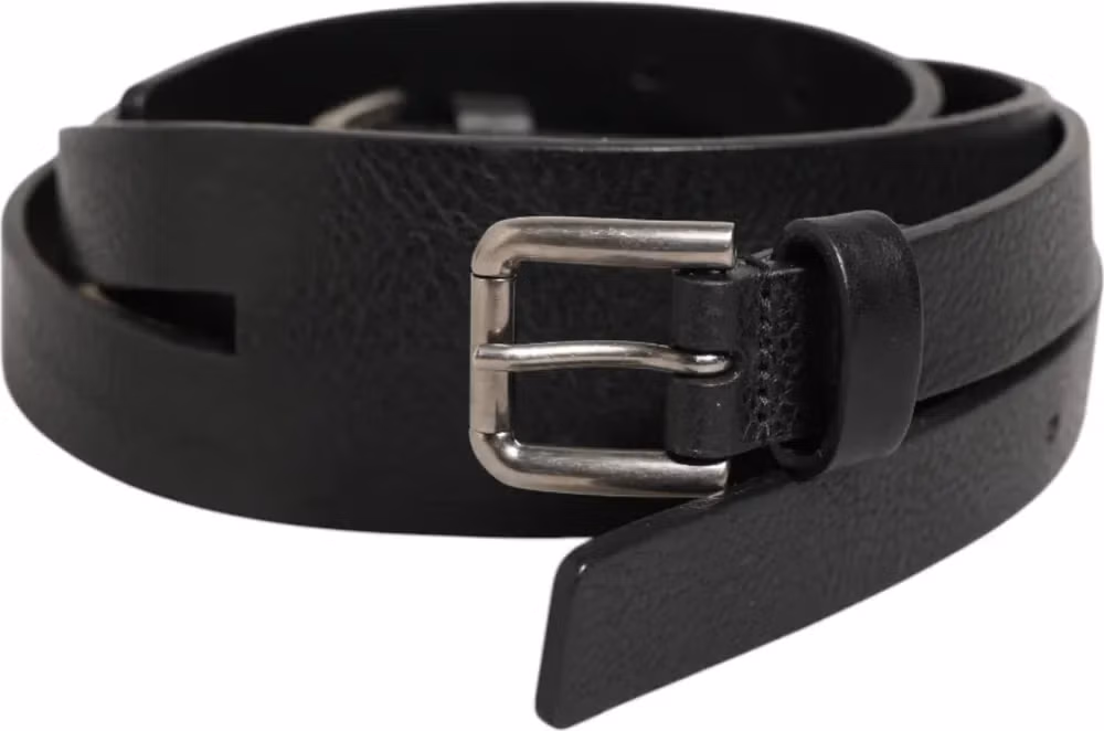 Dolce & Gabbana Black Double Strap Leather Gold Buckle Belt