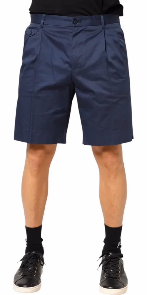 Dolce & Gabbana Blue Cotton Stretch Mid Waist Bermuda Shorts