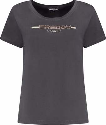 Black Cotton Women T-Shirt