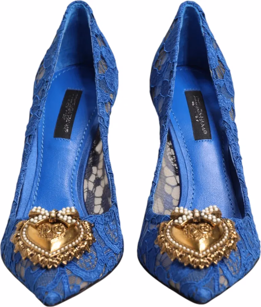 Dolce & Gabbana Blue Taormina Lace DEVOTION Pumps Shoes \