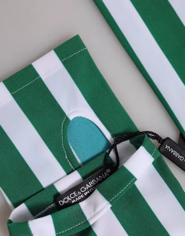 Dolce & Gabbana Green White Nylon Fingerless Wrist Length Gloves