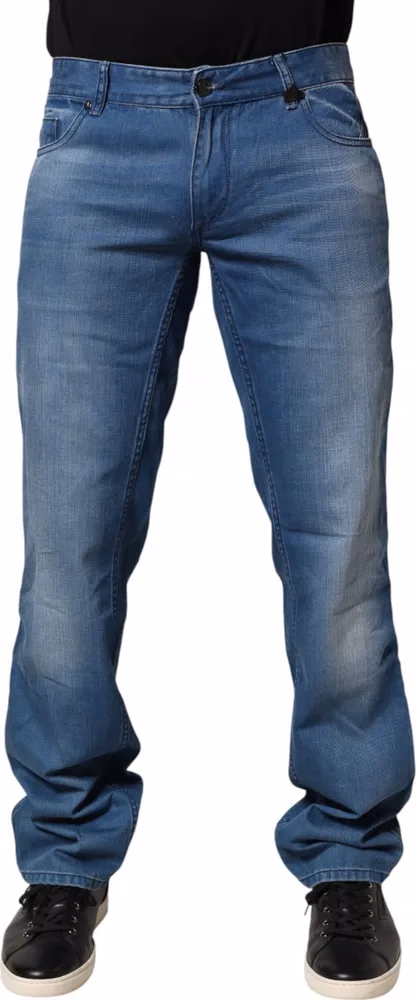 Verri Blue Washed Cotton Regular Fit Men Denim Trouser Jeans