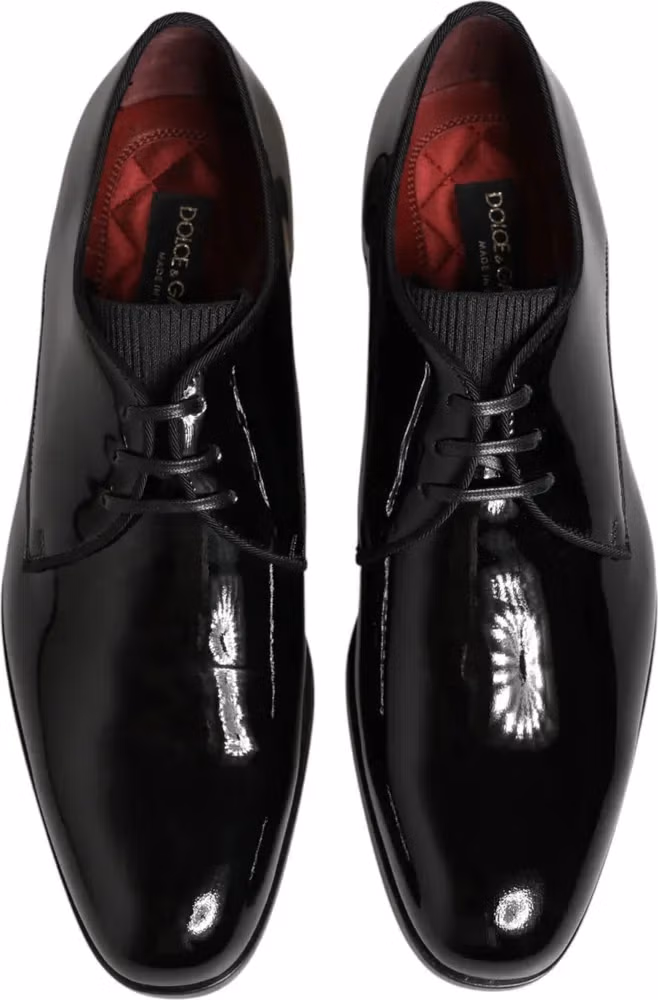 Dolce & Gabbana Black Calfskin Leather Derby Dress Shoes
