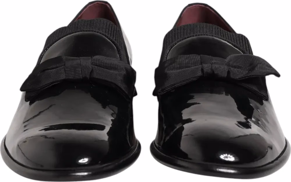 Dolce & Gabbana Black Leather Slip On Dress Men Loafers Shoes