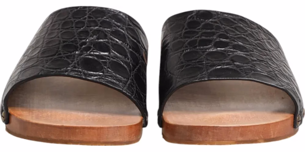 Dolce & Gabbana Black Brown Leather Slides Sandals Shoes