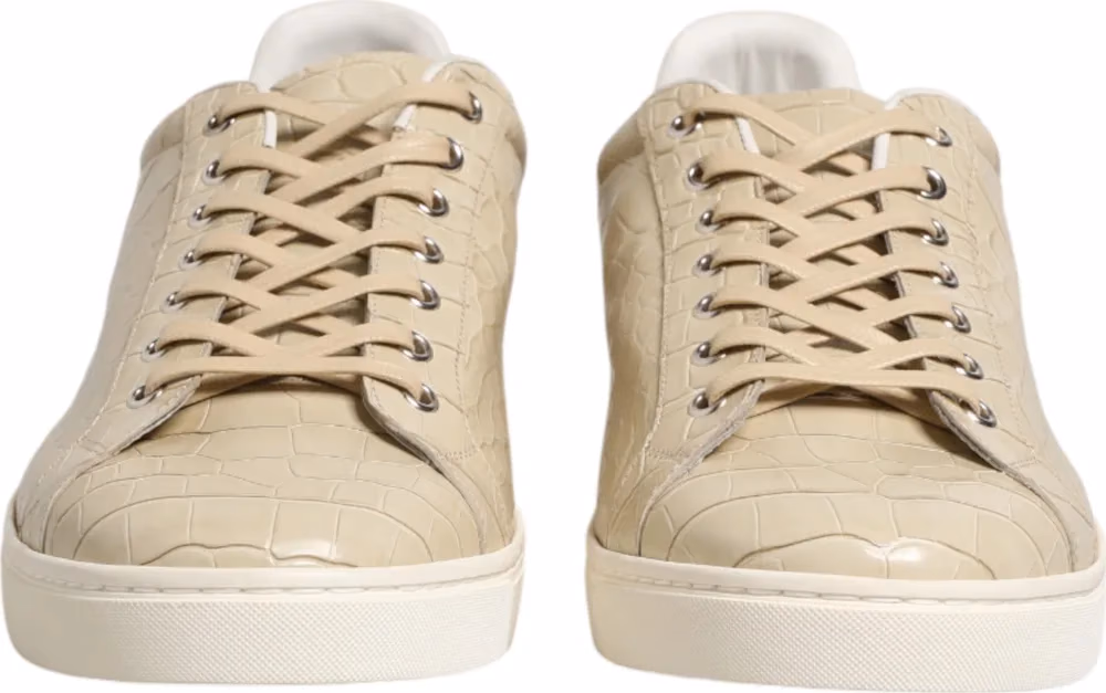 Dolce & Gabbana Beige London Low Top Leather Sneakers Shoes