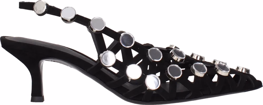 The Attico Black Leather Stiletto Heel Sandals