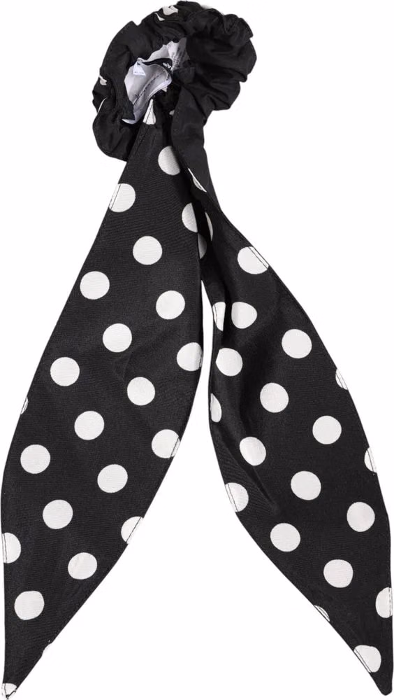 Dolce & Gabbana Black Cotton Polka Dot Scarf Tie Accessory Hair Scrunchie