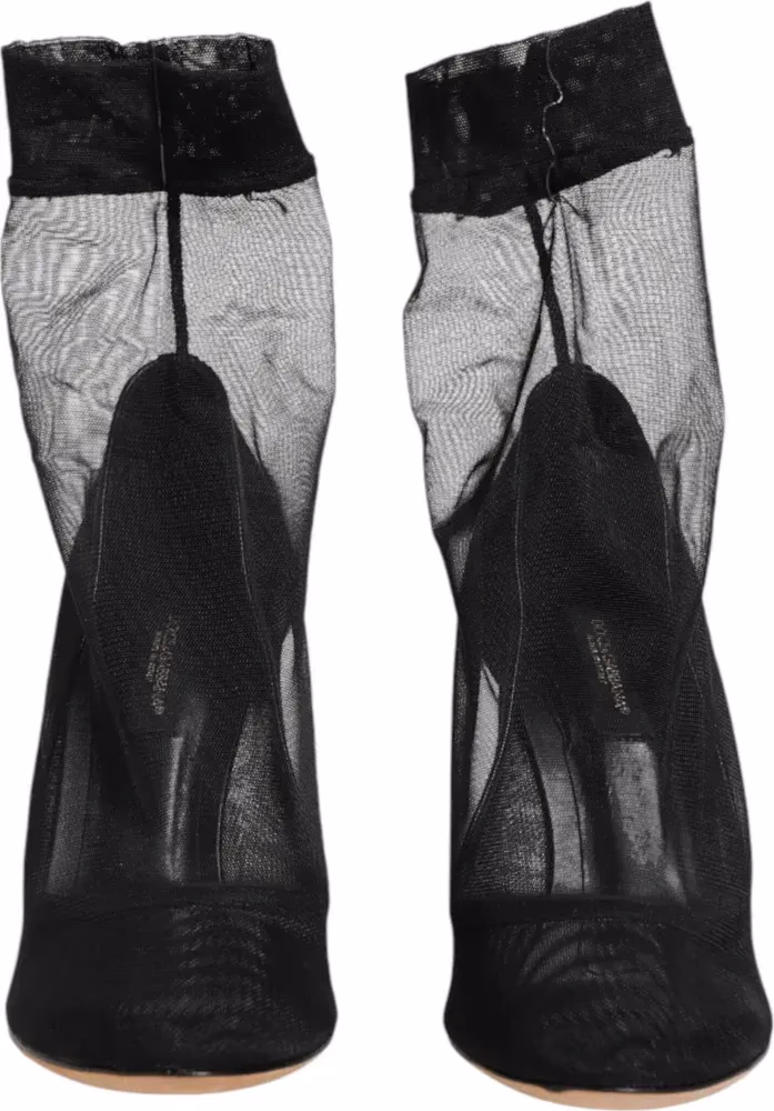 Dolce & Gabbana Black Nylon Stretch Mesh Sock Boots  Shoes