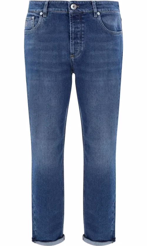 Brunello Cucinelli Blue Cotton Straight-Leg Jeans