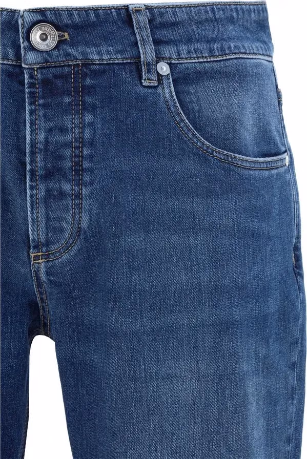 Brunello Cucinelli Blue Cotton Straight-Leg Jeans