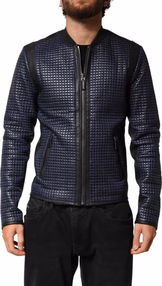 Dolce & Gabbana Blue Nylon Full Zip Bomber Men Jacket