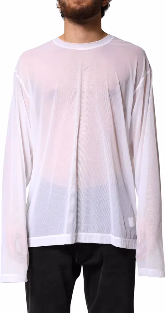 Dolce & Gabbana White Nylon Long Sleeves Crewneck T-Shirt