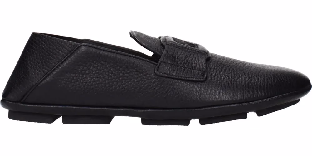 Dolce & Gabbana Black Leather Slip-On Loafers