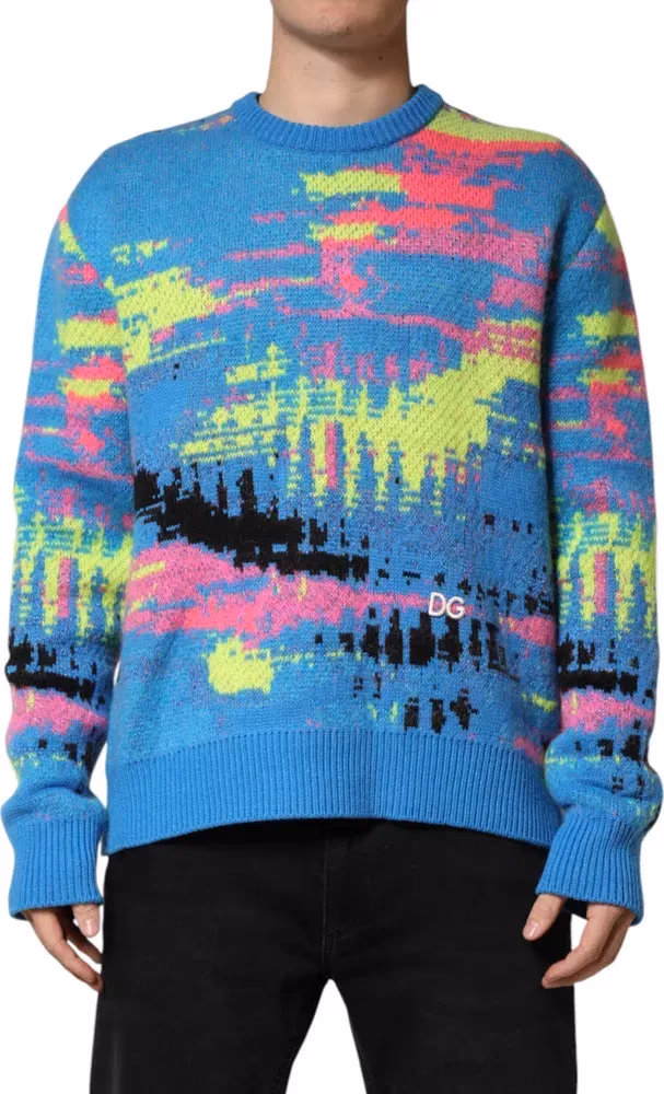 Dolce & Gabbana Multicolor Men Crew Neck Pullover Sweater