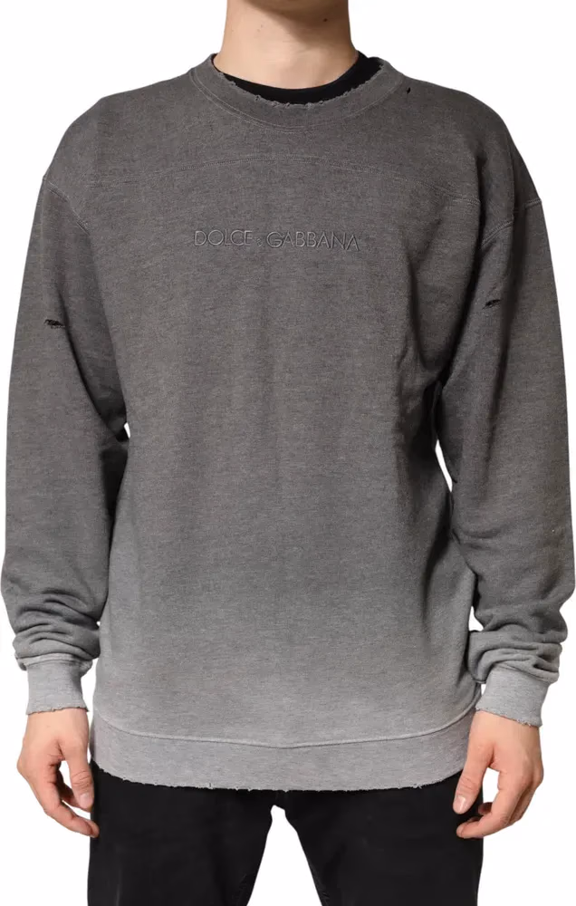 Dolce & Gabbana Gray Cotton Crew Neck Men Sweatshirt Sweater