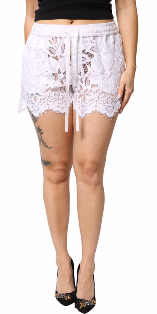 Dolce & Gabbana White Cotton Cut Out Mid Waisted Bermuda Shorts