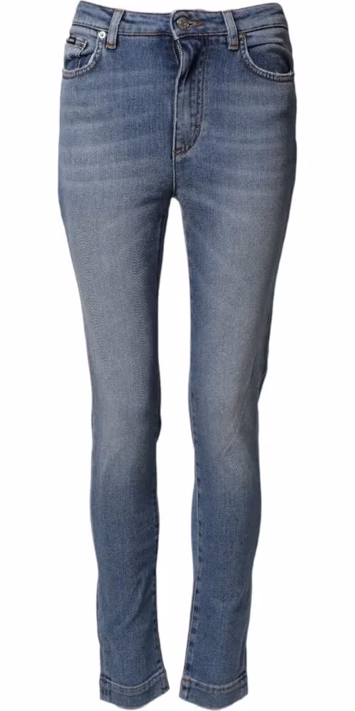 Dolce & Gabbana Blue Washed Cotton Skinny Denim Trouser Jeans