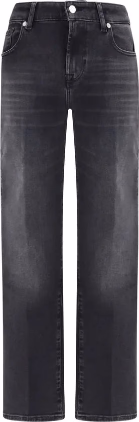 7FOR Black Cotton Straight-Leg Jeans