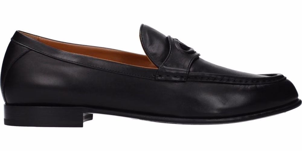 Valentino Garavani Black Leather Slip-On Loafers
