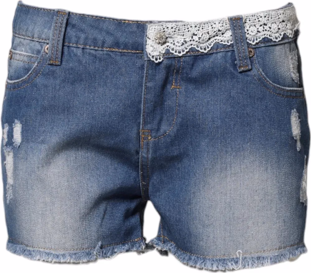 Gio Cellini Blue Cotton Low Waist Denim Casual Hot Pants Shorts