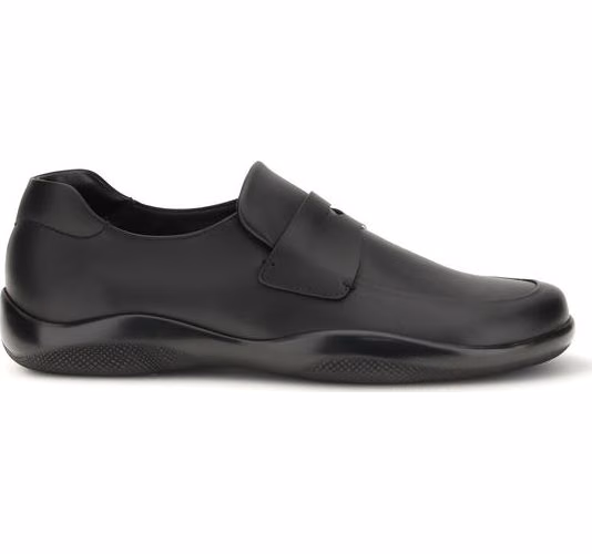 Prada Black Calf Leather Bos Taurus Slip-On Loafers