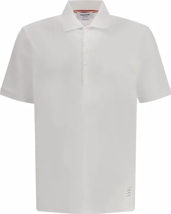 Thom Browne White Cotton Polo Shirt