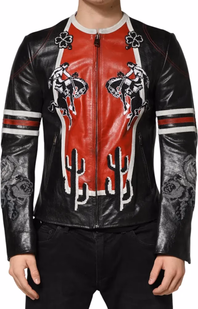 Dolce & Gabbana Multicolor Guns n' Roses Full Zip Men Biker Jacket